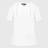 Jersey de cuello cuadrado con cuello acanalado Jersey de cuello cuadrado con cuello acanalado