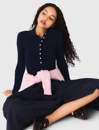 Jersey de cuello polo acanalado