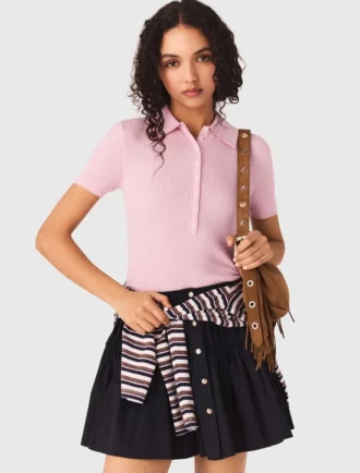 Jersey de cuello polo acanalado Jersey de cuello polo acanalado