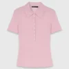 Jersey de cuello polo acanalado Jersey de cuello polo acanalado
