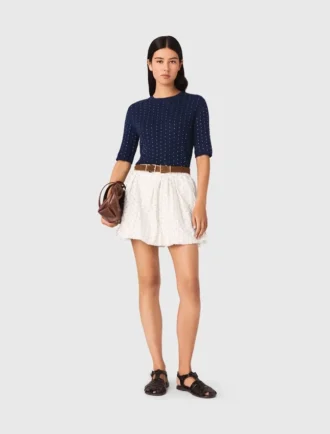Jersey de cuello redondo con pedrería