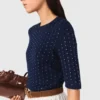 Jersey de cuello redondo con pedrería Jersey de cuello redondo con pedrería