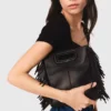 M Bag de piel lisa con flecos M Bag de piel lisa con flecos