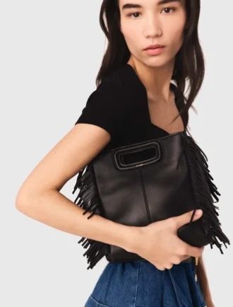 M Bag de piel lisa con flecos