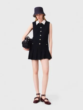 Mini vestido de tweed con cuello desmontable
