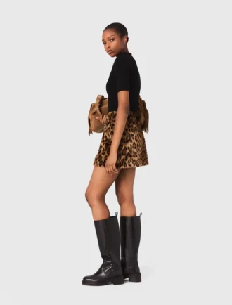 Minifalda de piel sintética con estampado de leopardo