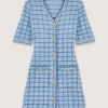 Minivestido de punto con efecto tweed Minivestido de punto con efecto tweed