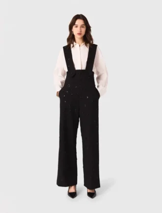 Pantalones bordados con tirantes