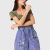 Pantalones cortos de algodón a rayas bordadas