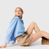 Pantalones cortos de algodón plisados