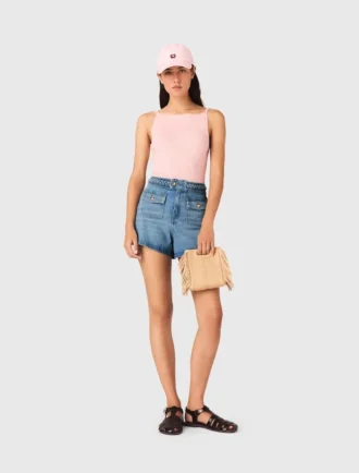Pantalones cortos de denim trenzado