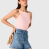 Pantalones cortos de denim trenzado