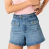Pantalones cortos de denim trenzado