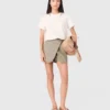 Pantalones cortos de mezcla de lino en capas