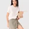 Pantalones cortos de mezcla de lino en capas
