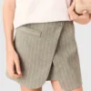 Pantalones cortos de mezcla de lino en capas