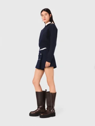 Pantalones cortos de tweed con cintura en contraste
