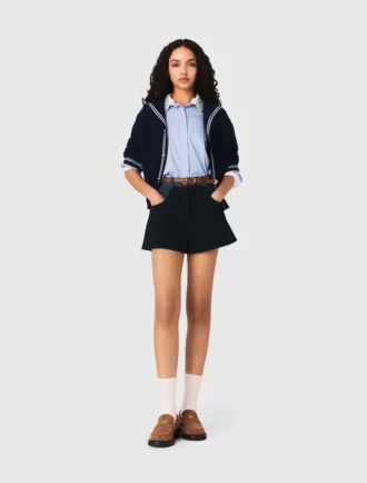 Pantalones cortos de tweed con detalles de denim