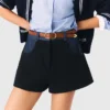 Pantalones cortos de tweed con detalles de denim