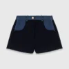 Pantalones cortos de tweed con detalles de denim