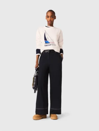 Pantalones de algodón con cinturón de cuero