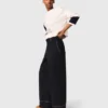 Pantalones de algodón con cinturón de cuero