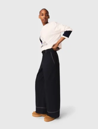 Pantalones de algodón con cinturón de cuero
