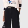 Pantalones de algodón con cinturón de cuero