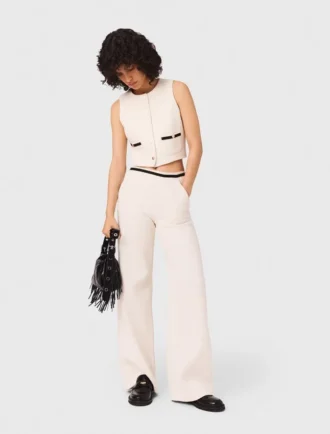 Pantalones de pierna ancha con efecto tweed