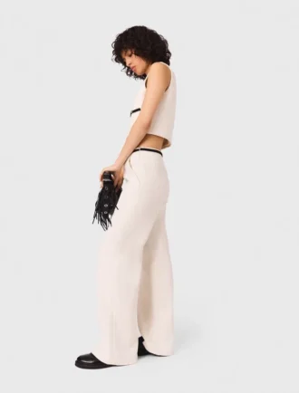 Pantalones de pierna ancha con efecto tweed