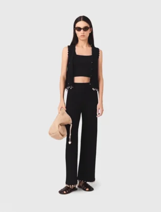 Pantalones de punto con pedrería