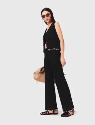 Pantalones de punto con pedrería