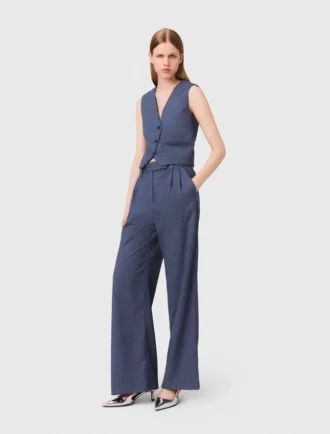 Pantalones de traje con pliegues y pedrería