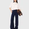Pantalones marineros de mezcla de lino Pantalones marineros de mezcla de lino