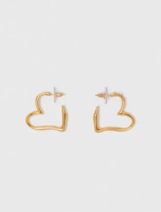 Pendientes de aro con corazón chapados en oro