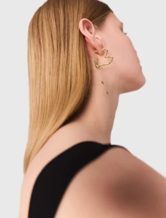 Pendientes de aro con corazón chapados en oro