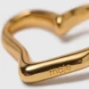 Pendientes de aro con corazón chapados en oro Pendientes de aro con corazón chapados en oro