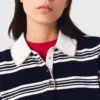 Polo a rayas con cuello de strass