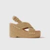 Sandalias de cuña con efecto rafia
