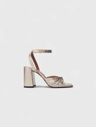 Sandalias de tacón de piel metalizada