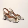 Sandalias de tacón de piel metalizada