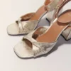 Sandalias de tacón de piel metalizada