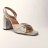 Sandalias de tacón de piel metalizada