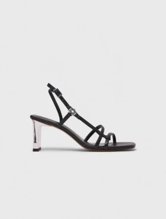 Sandalias de tiras con tacón metalizado