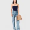 Top bustier de punto en contraste