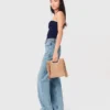 Top bustier de punto en contraste