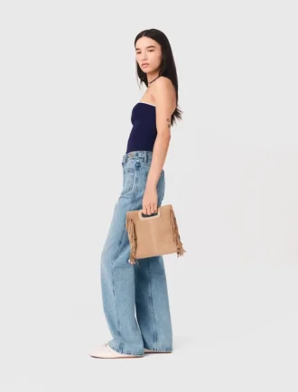 Top bustier de punto en contraste