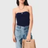 Top bustier de punto en contraste