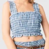 Top de algodón con smocks y pedrería