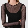 Top de jersey con diamantes